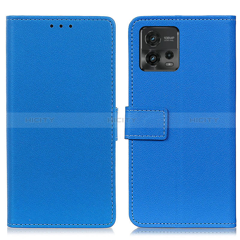 Handytasche Stand Schutzhülle Flip Leder Hülle M08L für Motorola Moto G72 Blau Plus