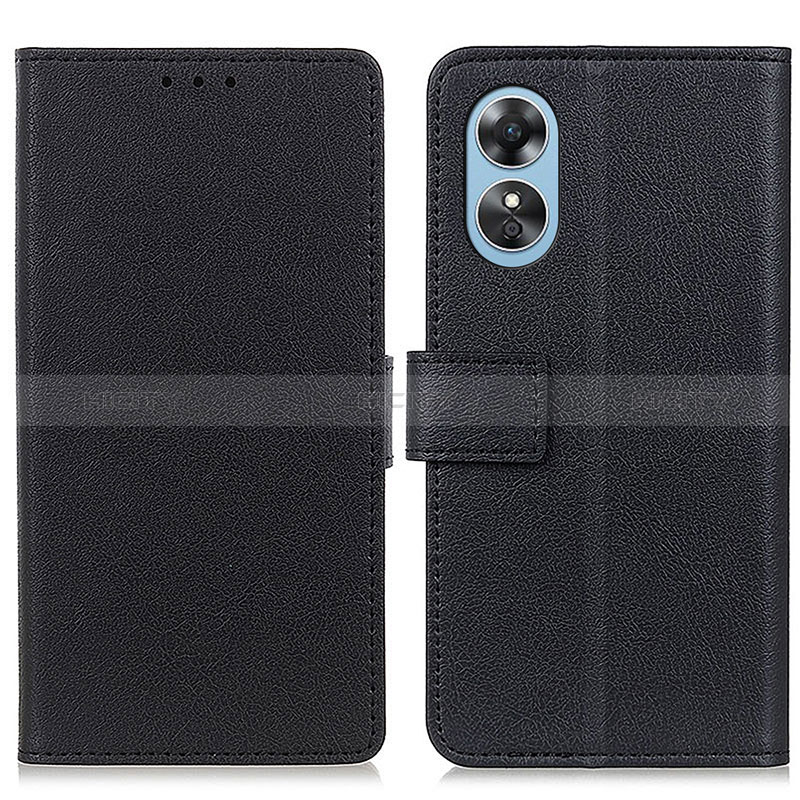 Handytasche Stand Schutzhülle Flip Leder Hülle M08L für Oppo A17 Schwarz