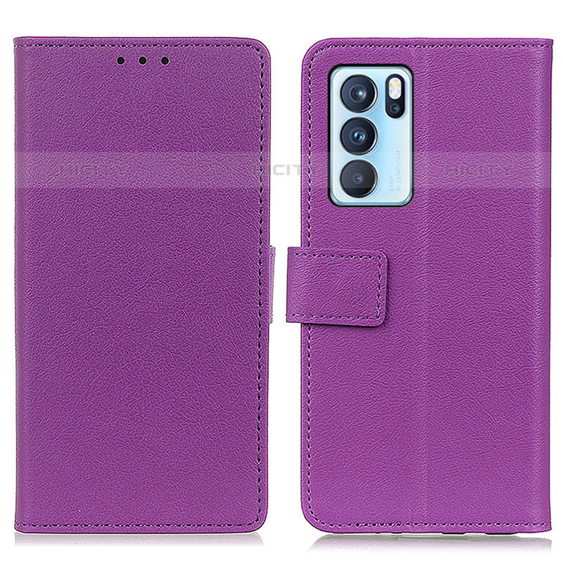 Handytasche Stand Schutzhülle Flip Leder Hülle M08L für Oppo Reno6 Pro 5G India Violett Plus