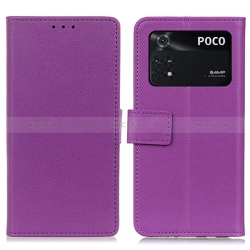 Handytasche Stand Schutzhülle Flip Leder Hülle M08L für Xiaomi Poco M4 Pro 4G Violett