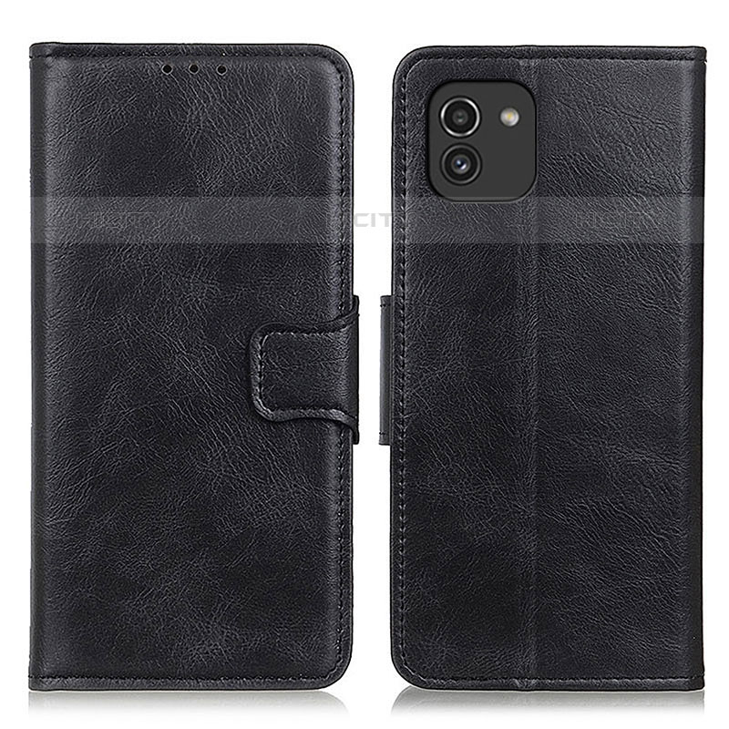 Handytasche Stand Schutzhülle Flip Leder Hülle M09L für Samsung Galaxy A03 Schwarz