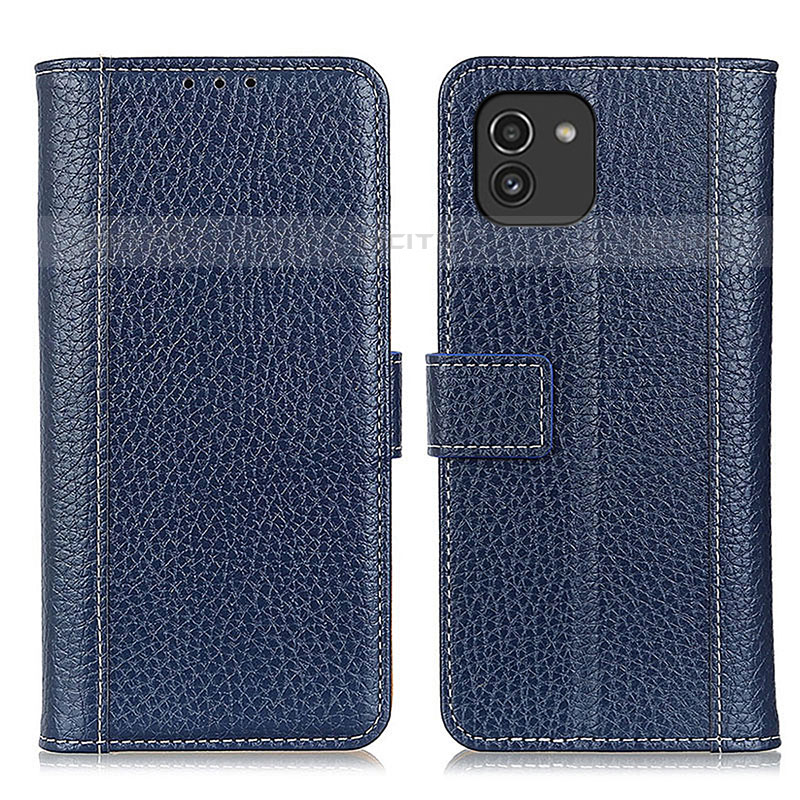 Handytasche Stand Schutzhülle Flip Leder Hülle M14L für Samsung Galaxy A03 Blau Plus