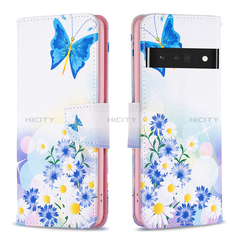 Handytasche Stand Schutzhülle Flip Leder Hülle Modisch Muster B01F für Google Pixel 7 Pro 5G groß