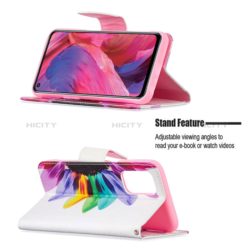 Handytasche Stand Schutzhülle Flip Leder Hülle Modisch Muster B01F für Oppo A74 5G groß