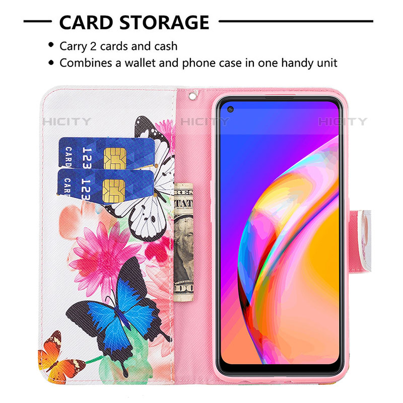 Handytasche Stand Schutzhülle Flip Leder Hülle Modisch Muster B01F für Oppo A95 5G