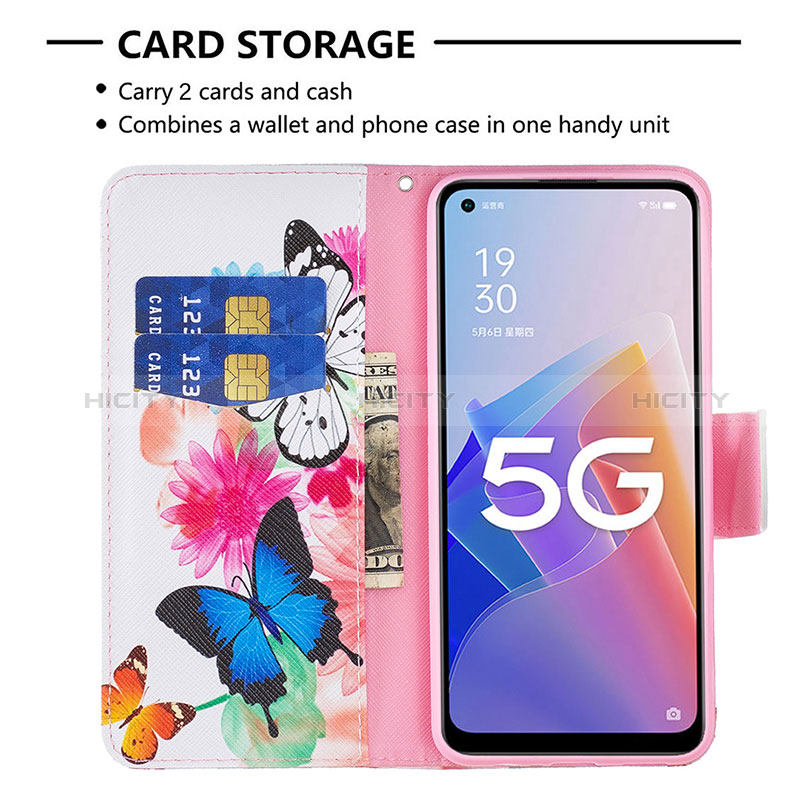 Handytasche Stand Schutzhülle Flip Leder Hülle Modisch Muster B01F für Oppo A96 5G