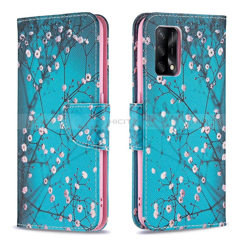 Handytasche Stand Schutzhülle Flip Leder Hülle Modisch Muster B01F für Oppo F19 Cyan Plus