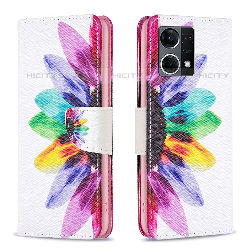 Handytasche Stand Schutzhülle Flip Leder Hülle Modisch Muster B01F für Oppo F21 Pro 4G groß