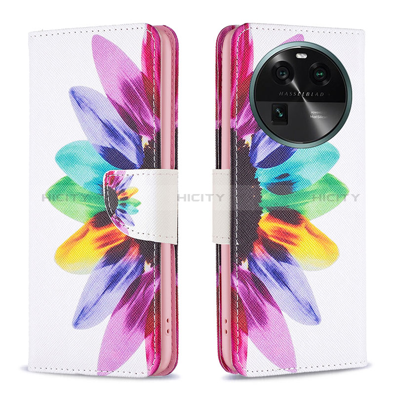 Handytasche Stand Schutzhülle Flip Leder Hülle Modisch Muster B01F für Oppo Find X6 5G groß