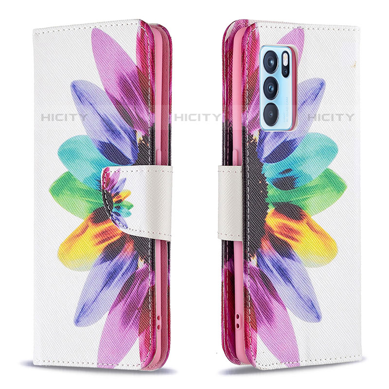 Handytasche Stand Schutzhülle Flip Leder Hülle Modisch Muster B01F für Oppo Reno6 Pro 5G India