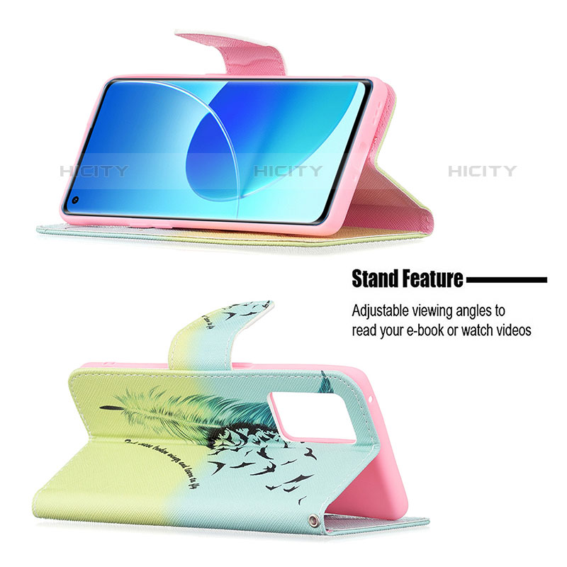 Handytasche Stand Schutzhülle Flip Leder Hülle Modisch Muster B01F für Oppo Reno6 Pro 5G India