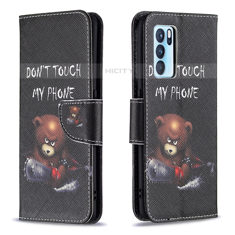 Handytasche Stand Schutzhülle Flip Leder Hülle Modisch Muster B01F für Oppo Reno6 Pro 5G India