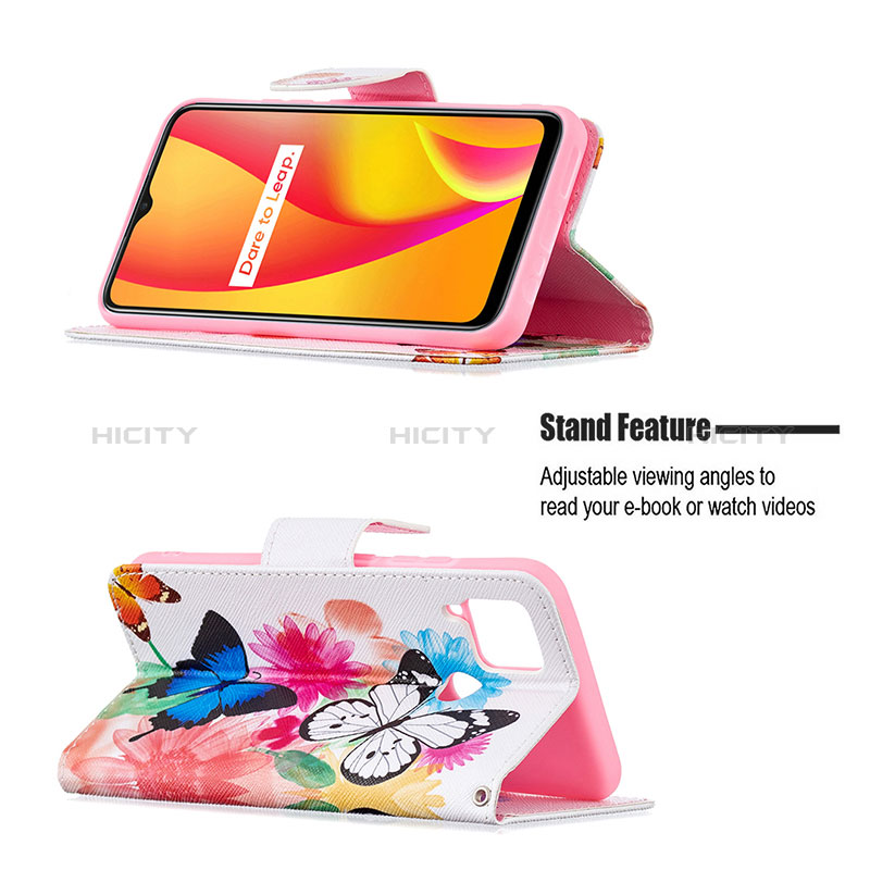 Handytasche Stand Schutzhülle Flip Leder Hülle Modisch Muster B01F für Realme 7i RMX2193 groß