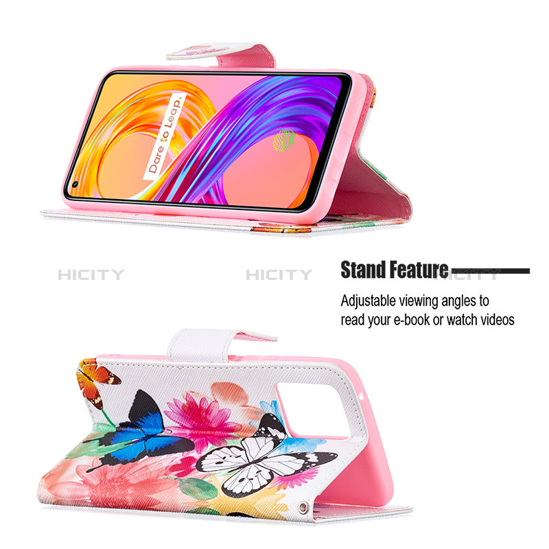 Handytasche Stand Schutzhülle Flip Leder Hülle Modisch Muster B01F für Realme 8 4G groß