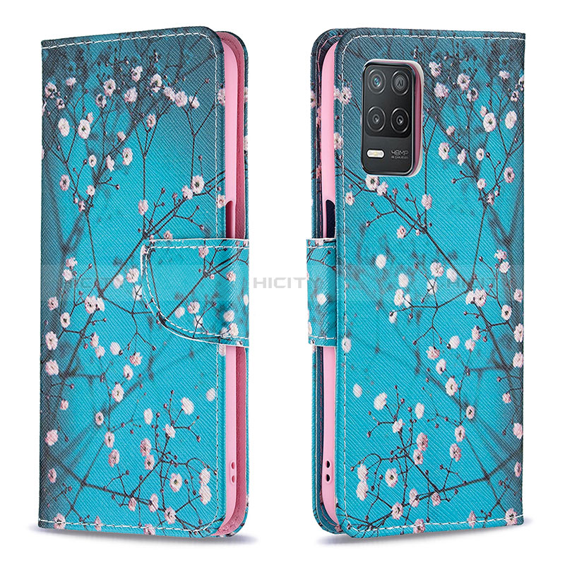 Handytasche Stand Schutzhülle Flip Leder Hülle Modisch Muster B01F für Realme 8s 5G Cyan Plus