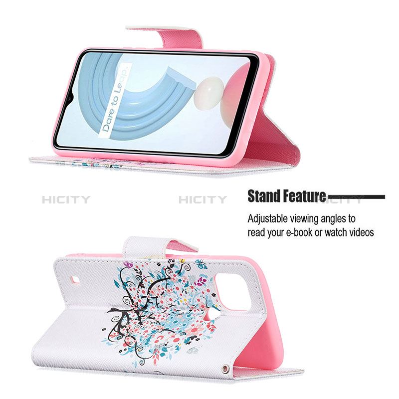 Handytasche Stand Schutzhülle Flip Leder Hülle Modisch Muster B01F für Realme C21 groß