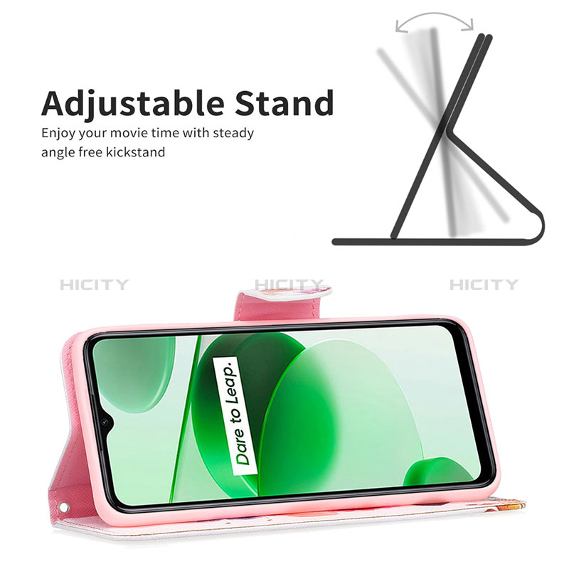 Handytasche Stand Schutzhülle Flip Leder Hülle Modisch Muster B01F für Realme C35 groß