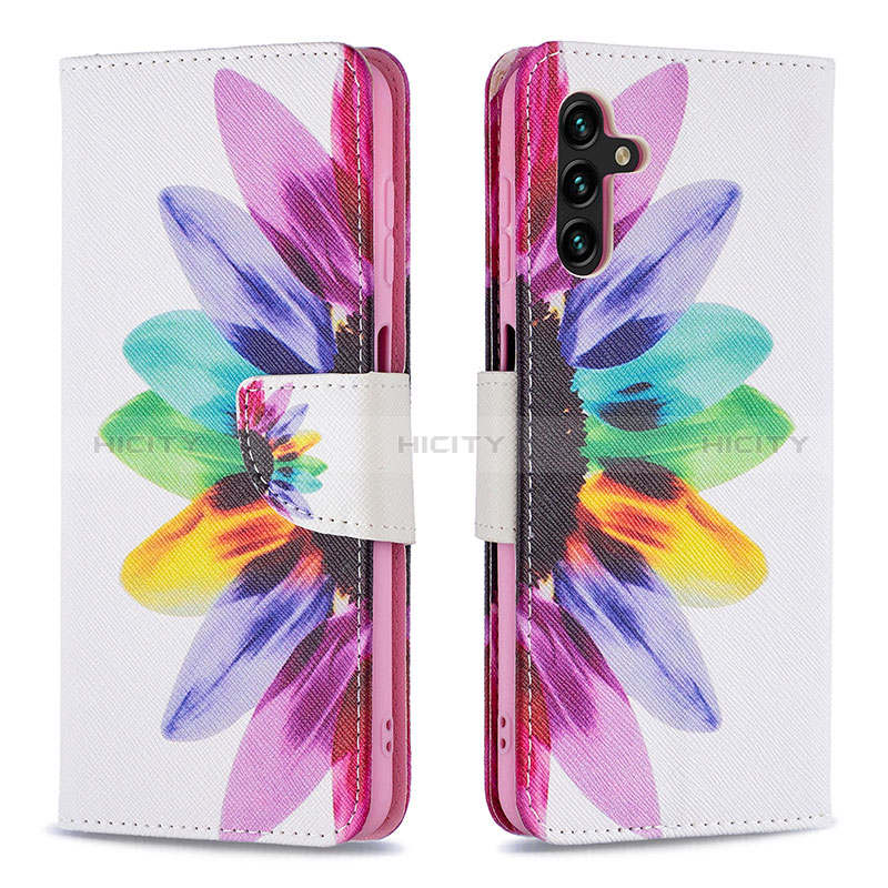 Handytasche Stand Schutzhülle Flip Leder Hülle Modisch Muster B01F für Samsung Galaxy A04s groß