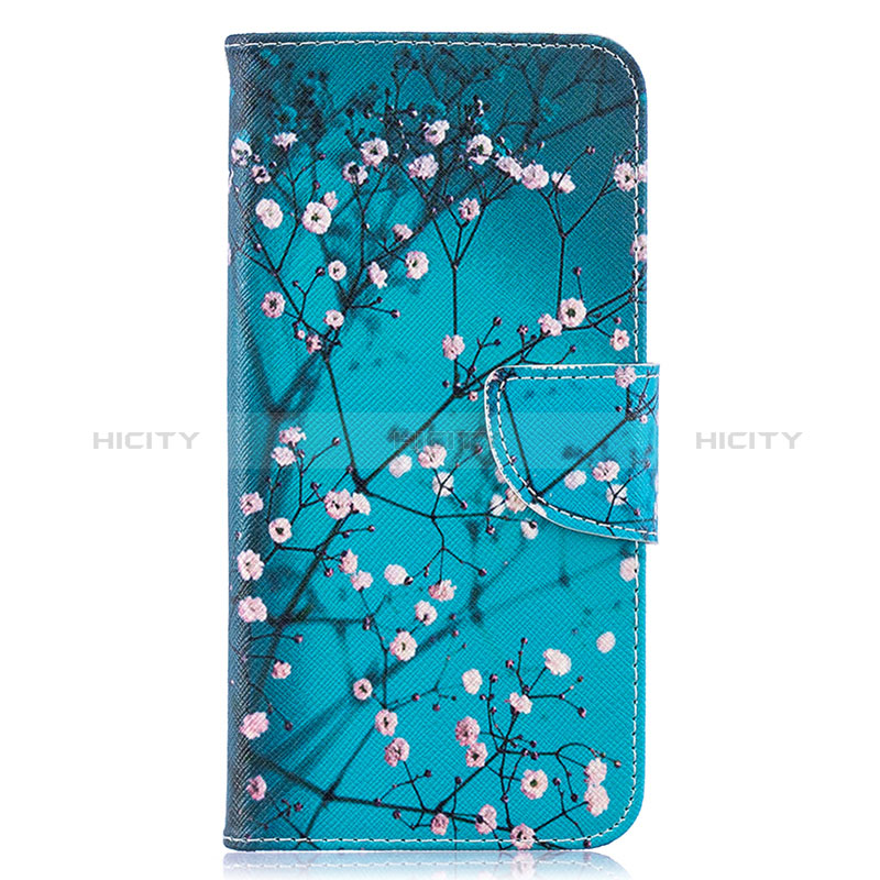 Handytasche Stand Schutzhülle Flip Leder Hülle Modisch Muster B01F für Samsung Galaxy A10 Cyan