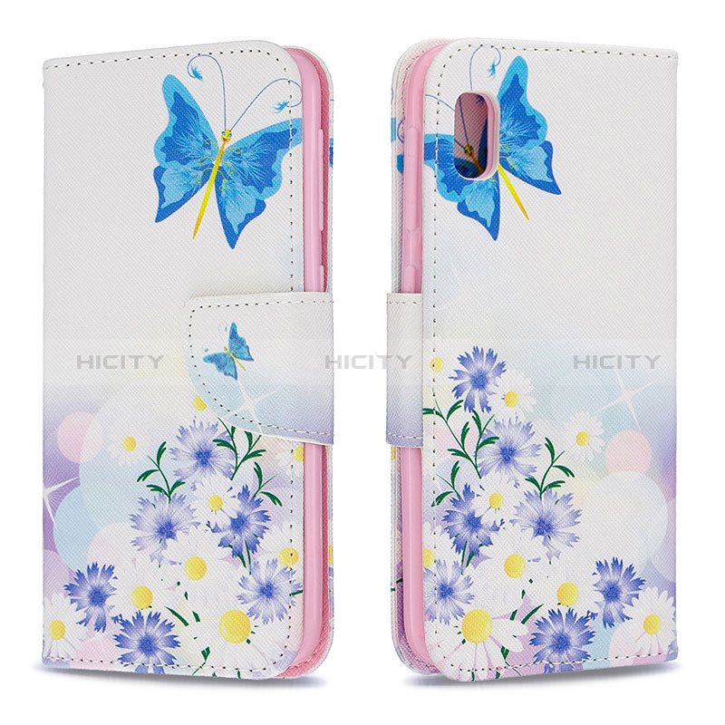 Handytasche Stand Schutzhülle Flip Leder Hülle Modisch Muster B01F für Samsung Galaxy A10e Blau