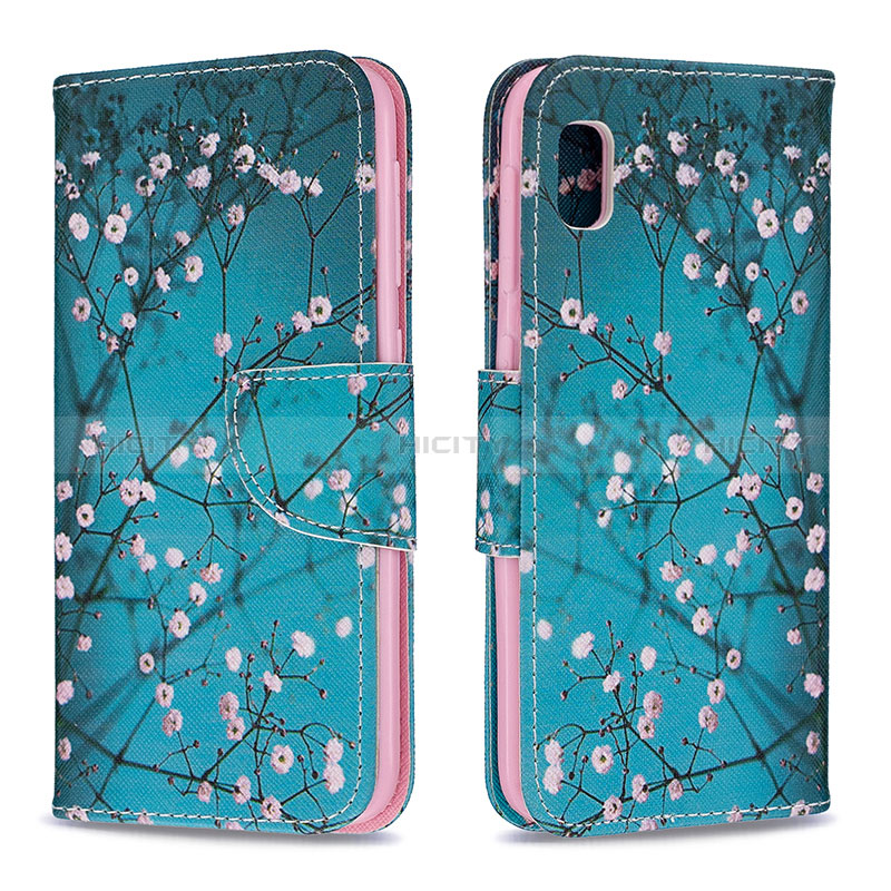 Handytasche Stand Schutzhülle Flip Leder Hülle Modisch Muster B01F für Samsung Galaxy A10e Cyan