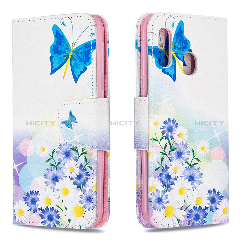 Handytasche Stand Schutzhülle Flip Leder Hülle Modisch Muster B01F für Samsung Galaxy A20e groß