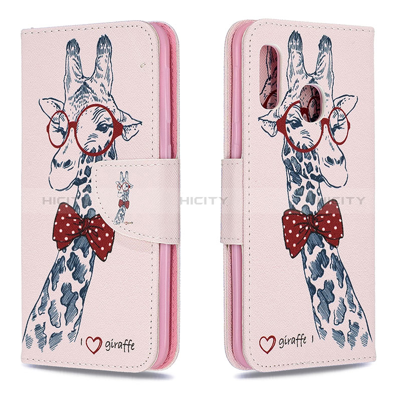 Handytasche Stand Schutzhülle Flip Leder Hülle Modisch Muster B01F für Samsung Galaxy A20e Rosa Plus