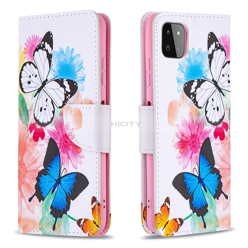 Handytasche Stand Schutzhülle Flip Leder Hülle Modisch Muster B01F für Samsung Galaxy A22s 5G groß