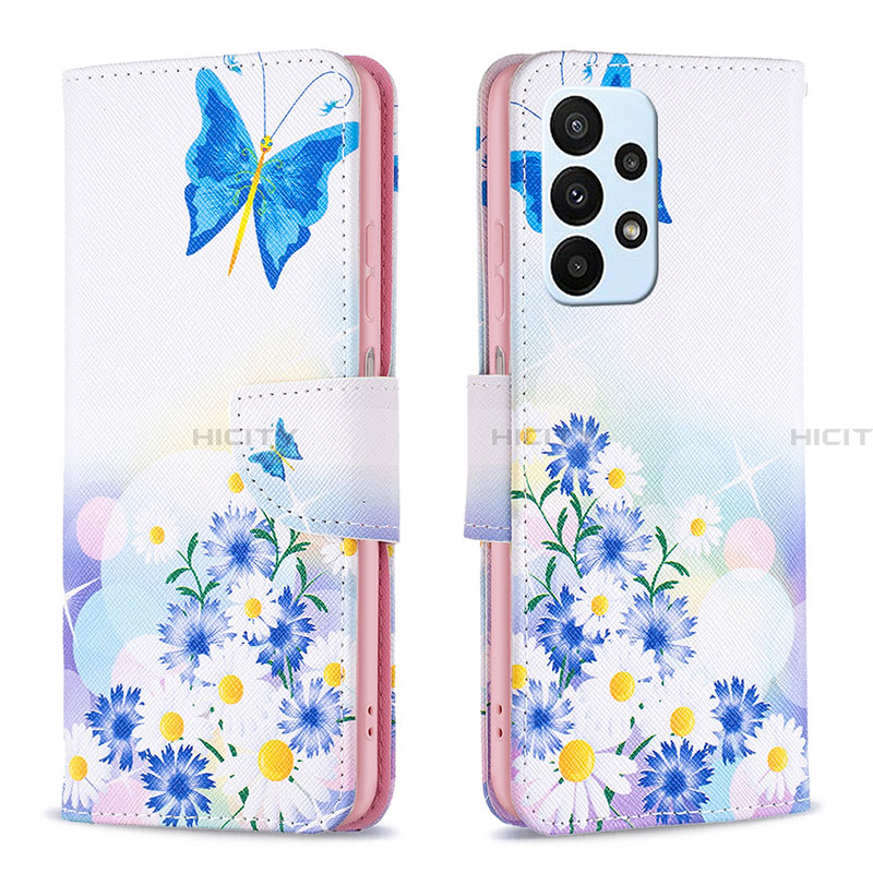 Handytasche Stand Schutzhülle Flip Leder Hülle Modisch Muster B01F für Samsung Galaxy A23 4G groß