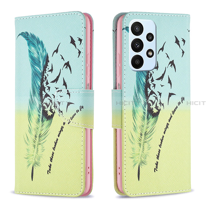 Handytasche Stand Schutzhülle Flip Leder Hülle Modisch Muster B01F für Samsung Galaxy A23 4G groß