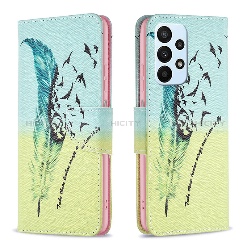 Handytasche Stand Schutzhülle Flip Leder Hülle Modisch Muster B01F für Samsung Galaxy A23 5G groß