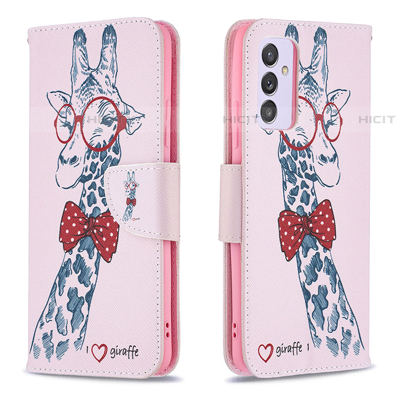 Handytasche Stand Schutzhülle Flip Leder Hülle Modisch Muster B01F für Samsung Galaxy A24 4G Rosa Plus