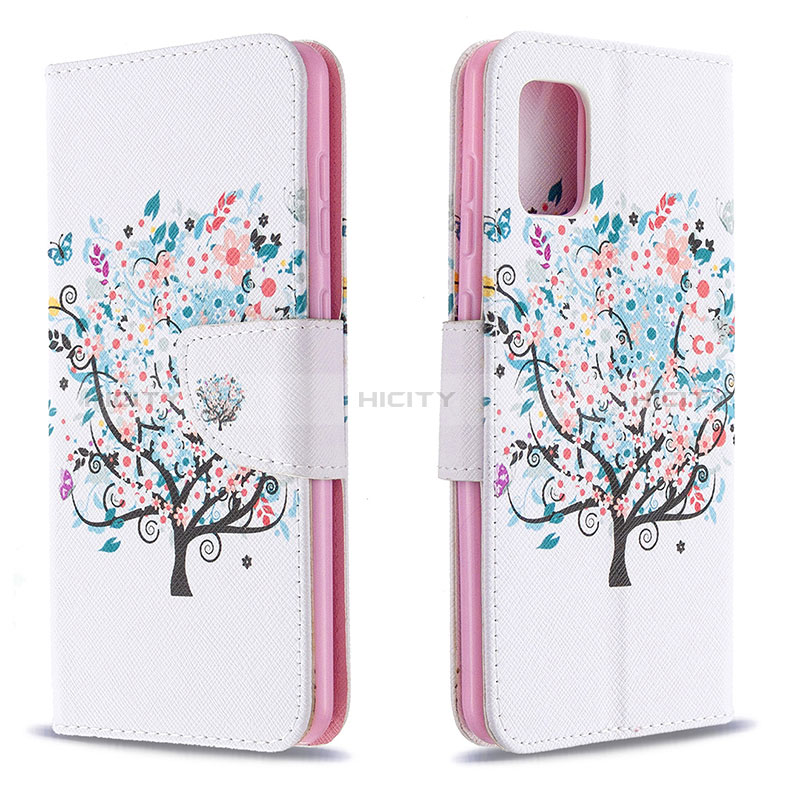 Handytasche Stand Schutzhülle Flip Leder Hülle Modisch Muster B01F für Samsung Galaxy A31 Weiß