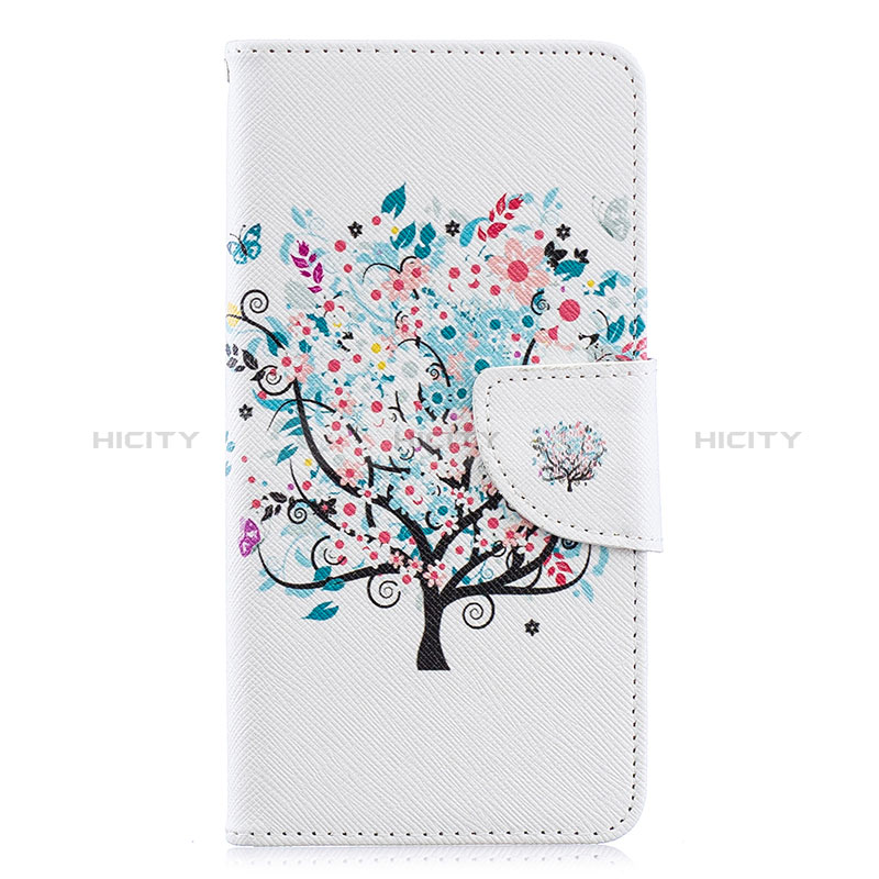 Handytasche Stand Schutzhülle Flip Leder Hülle Modisch Muster B01F für Samsung Galaxy A40 Weiß Plus