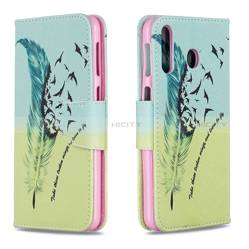 Handytasche Stand Schutzhülle Flip Leder Hülle Modisch Muster B01F für Samsung Galaxy A40s Minzgrün Plus