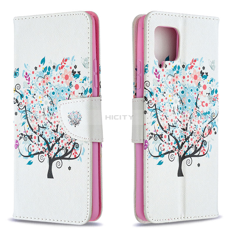 Handytasche Stand Schutzhülle Flip Leder Hülle Modisch Muster B01F für Samsung Galaxy A42 5G Weiß