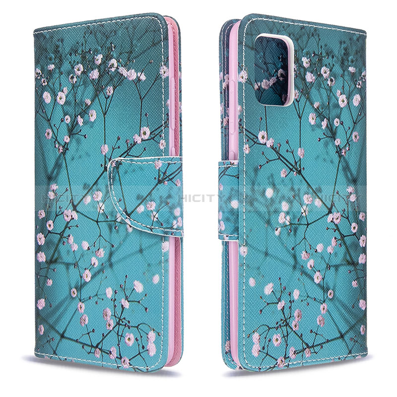 Handytasche Stand Schutzhülle Flip Leder Hülle Modisch Muster B01F für Samsung Galaxy A51 4G Cyan