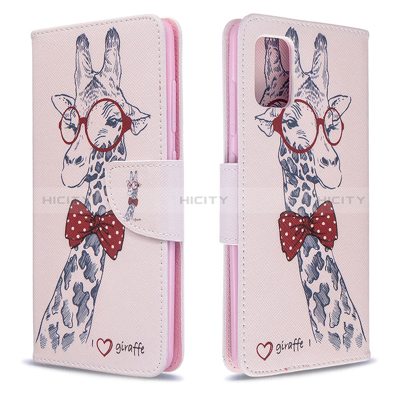 Handytasche Stand Schutzhülle Flip Leder Hülle Modisch Muster B01F für Samsung Galaxy A51 4G Rosa