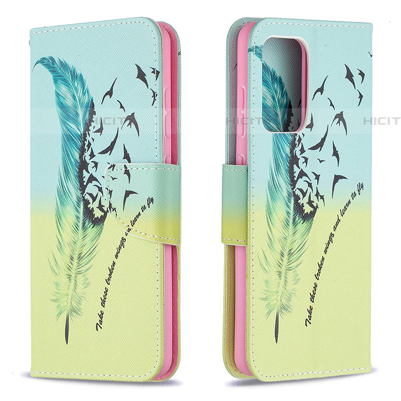 Handytasche Stand Schutzhülle Flip Leder Hülle Modisch Muster B01F für Samsung Galaxy A52 4G Minzgrün Plus