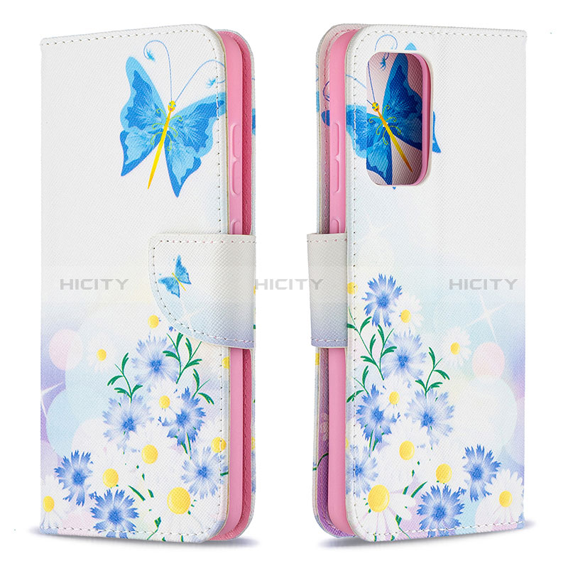 Handytasche Stand Schutzhülle Flip Leder Hülle Modisch Muster B01F für Samsung Galaxy A52s 5G Blau Plus