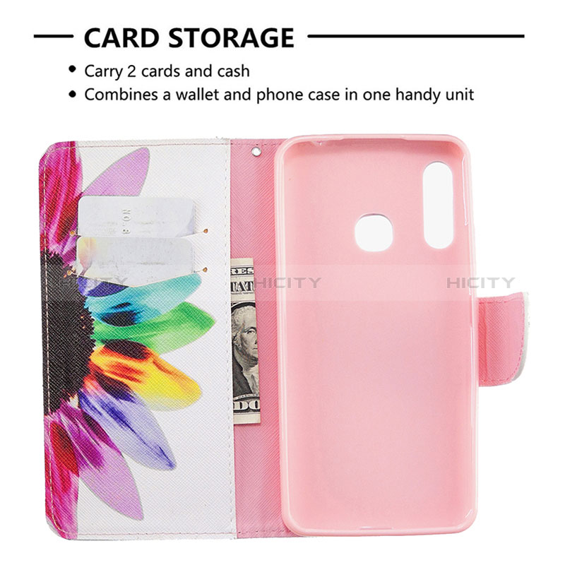 Handytasche Stand Schutzhülle Flip Leder Hülle Modisch Muster B01F für Samsung Galaxy A70E groß