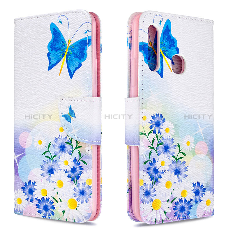 Handytasche Stand Schutzhülle Flip Leder Hülle Modisch Muster B01F für Samsung Galaxy A70E groß