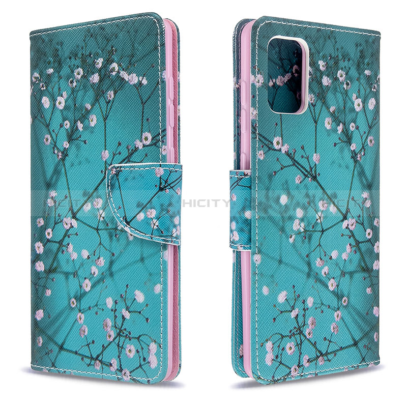 Handytasche Stand Schutzhülle Flip Leder Hülle Modisch Muster B01F für Samsung Galaxy A71 4G A715 Cyan Plus