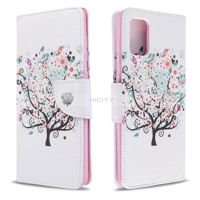 Handytasche Stand Schutzhülle Flip Leder Hülle Modisch Muster B01F für Samsung Galaxy A71 4G A715 Weiß