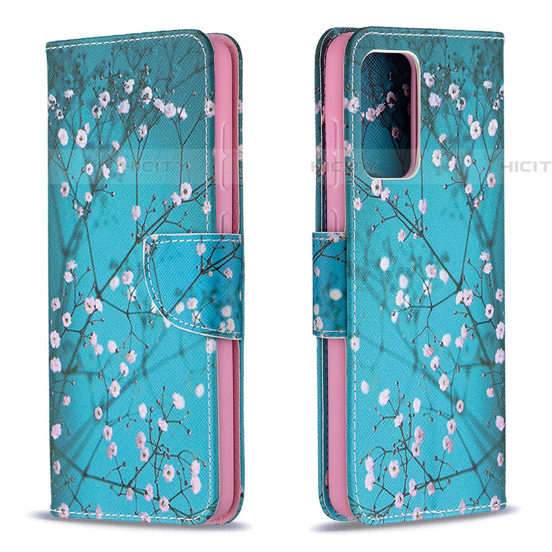 Handytasche Stand Schutzhülle Flip Leder Hülle Modisch Muster B01F für Samsung Galaxy A72 5G Cyan Plus