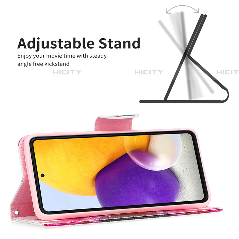 Handytasche Stand Schutzhülle Flip Leder Hülle Modisch Muster B01F für Samsung Galaxy A73 5G groß