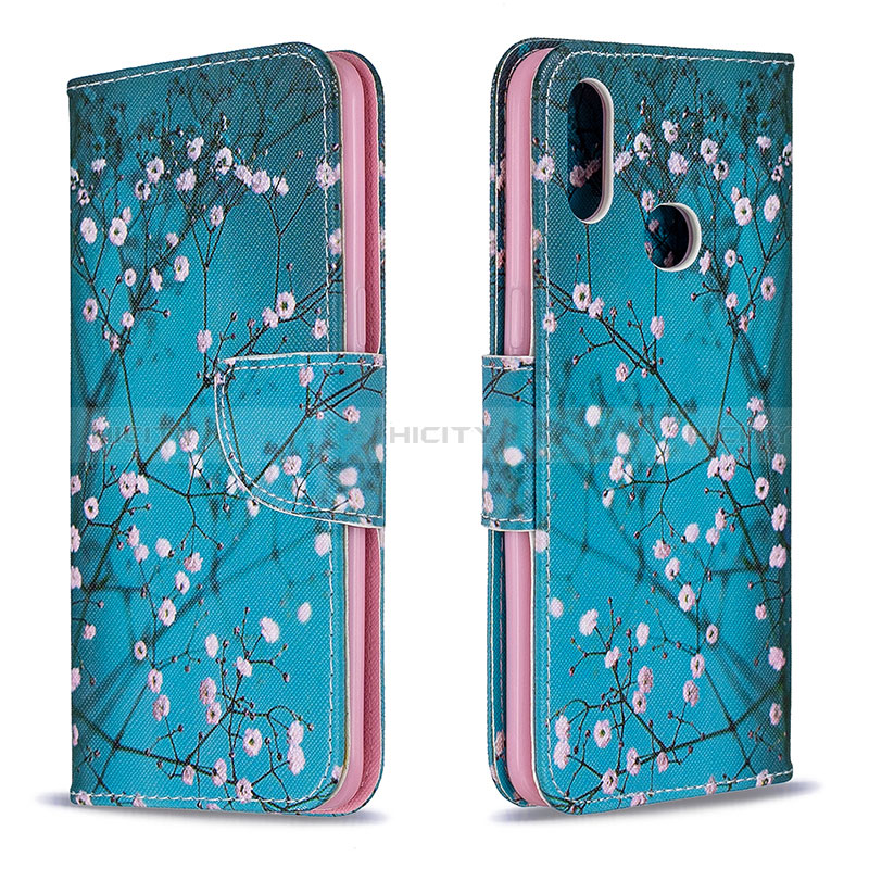 Handytasche Stand Schutzhülle Flip Leder Hülle Modisch Muster B01F für Samsung Galaxy M01s Cyan