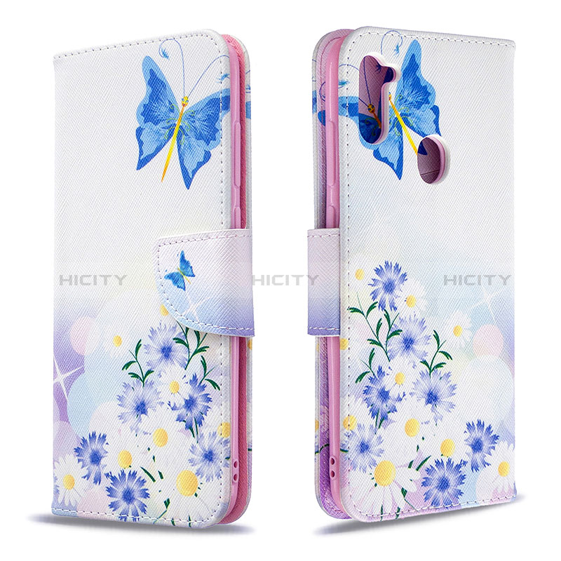 Handytasche Stand Schutzhülle Flip Leder Hülle Modisch Muster B01F für Samsung Galaxy M11 Blau