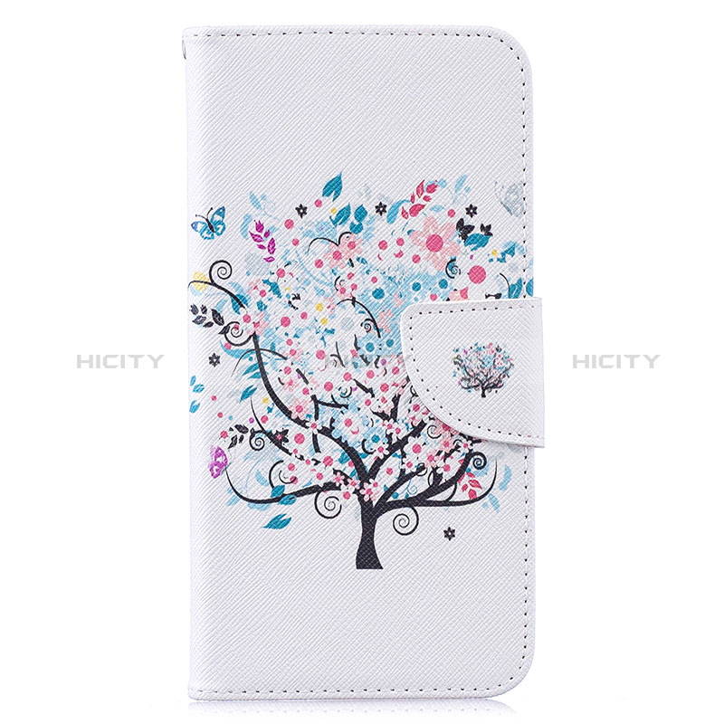 Handytasche Stand Schutzhülle Flip Leder Hülle Modisch Muster B01F für Samsung Galaxy M20 Weiß