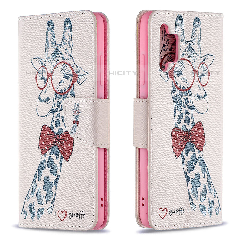 Handytasche Stand Schutzhülle Flip Leder Hülle Modisch Muster B01F für Samsung Galaxy M32 5G Rosa